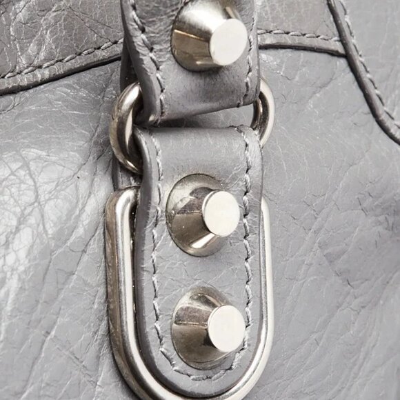 Balenciaga Gris Cendre Lambskin Leather Metallic Edge City S Bag - Picture 9 of 12